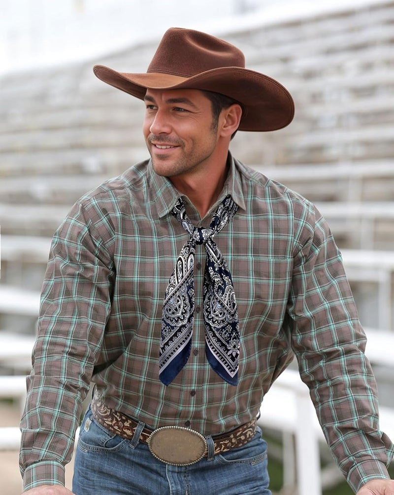 GERINLY 35 Inch Wild Rag Cowboy Scarves for Men, Large Rancher Neckerchief Silk Feel, Oversize Western Bandana - Image 5